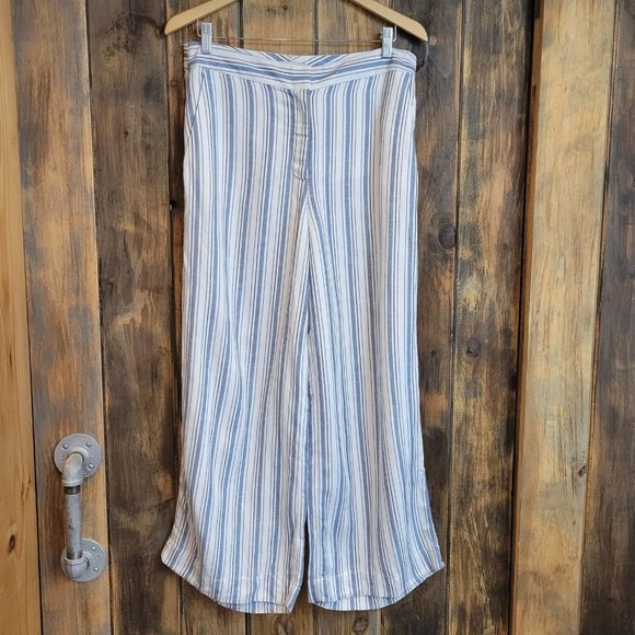 LOFT Pants - Loft Palazzo Pants Wide Leg Rayon Linen Blend Womens 8 Striped Nautical Beach